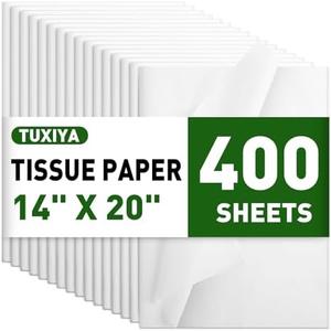 400 Sheets White Tissue Paper for Gift Bags, Crafts, Packaging, Storage, Art - 14" X 20" Christmas, Wedding, Birthday and Flower Decoration Bulk