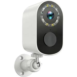 Security Cameras Wireless Outdoor Cameras for Home Security 2K Color Night Vision Battery Powered Motion Detection IP66 Weatherproof 2-Way Talk Cloud Storage Floodlight (White-Camera)