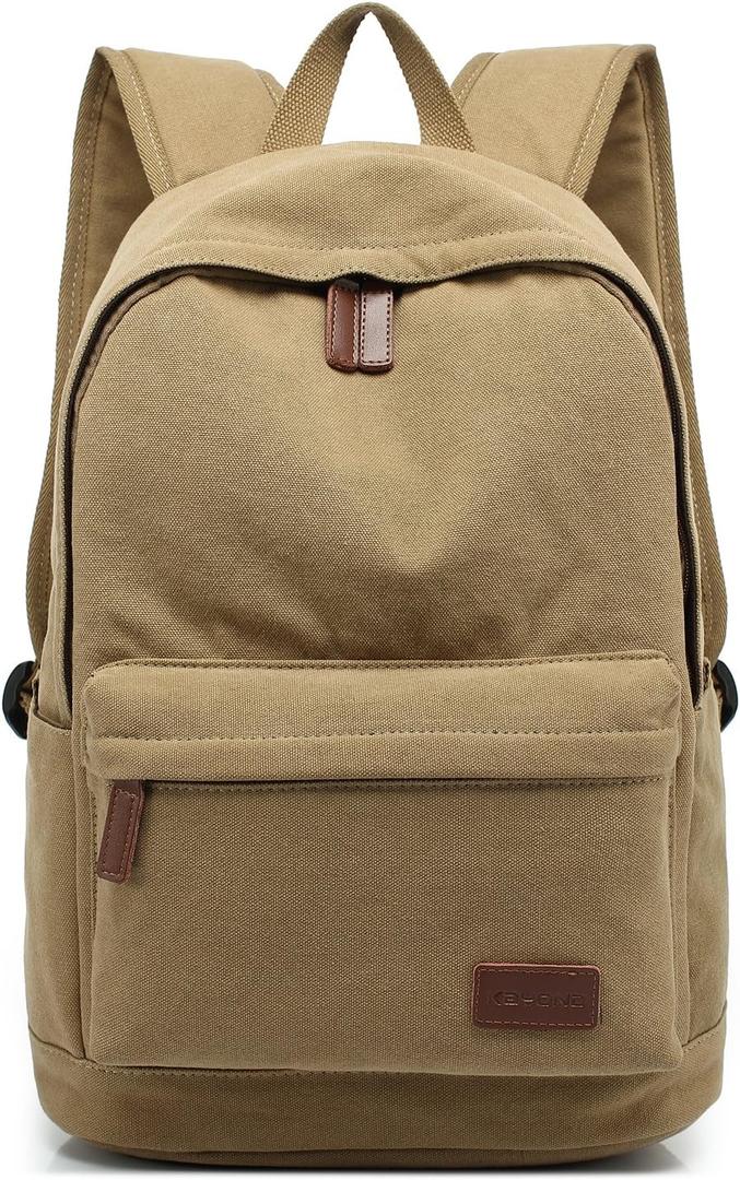 kayond Casual Style Lightweight canvas Laptop Bag/Durable Travel backpacks/Rucksack for Men&Women/Fashion Backpack Fits 15 inch Notebook (Khaki)