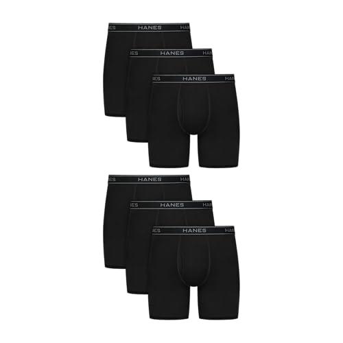 Hanes Men's Underwear Boxer Brief Pack, Performance Stretch Underwear, Moisture-Wicking Boxer Briefs for Men, 6-Pack.M