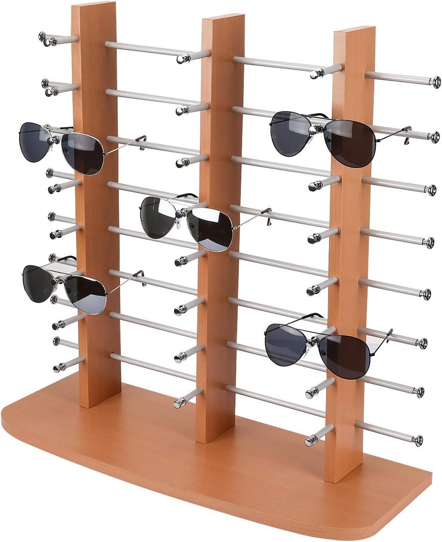 Polmart Sunglass / Eyewears Display Stand,Maple (Triple-Tower, 24-Pair Capacity)