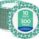 Charmount 300 Count 10 Inch Paper Plates, Soak-Proof, Cut Proof, Disposable Heavy Duty Plates for Everyday Use, Picnic, Family Gatherings, Parties