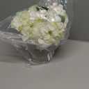 Silk Hydrangea Artificial Flowers in Vase with Faux Water, Silk Flower Arrangements in Vase for Wedding, Dining Table, Living Room (White)