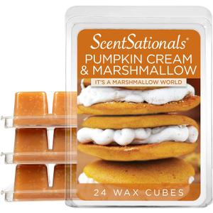 Scentsationals Wax Melts, Wax Cubes Strong Scent - Pumpkin Spice Marshmallow Cream - Long Lasting Scented Wax Melts for Warmer, 10oz (24-Cubes)