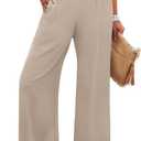 ANRABESS Womens Wide Leg Palazzo Pants Summer Beach High Waisted Cropped Flowy Pants 2026 Dressy Casual Trousers with Pockets Parchment X-Large