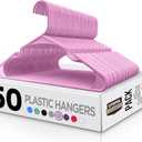 Utopia Home Plastic Hangers 50 Pack - Perfect Space Saving Clothes Hanger - Durable and Strong - Perfect Closet Organizers with Shoulder Grooves (Pink)