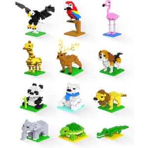 Kimiangel Party Favors for Kids, 12 Pack Mini Animals Building Blocks Sets for Goodie Bags, Prize Box Toys for Kids, Fillers, Prizes, Christmas Birthday Gifts STEM Educational Brick Kits(1222 Pcs)