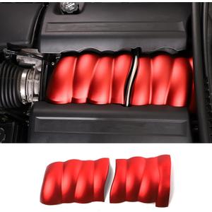 PIUGILH Car Fuel Engine Trim Covers Fit for C6 Corvette 2005-2013 Accessories, Aluminum Alloy Car Fuel Engine Middle Covers Protection Cover Plate, 2Pcs(Red)