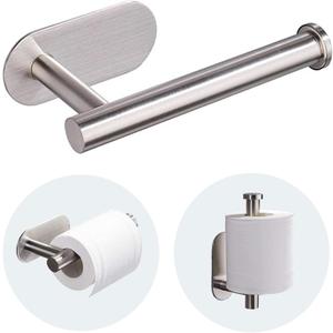 Toilet Paper Holder - Self Adhesive Toilet Paper Holder Wall Mount for Bathroom, SUS 304 Stainless Steel Command Strip Toilet Paper Roll Holder Stick On Wall, No Drilling - Brushed Nickel (1PCS)
