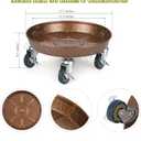 2 Pack Plant Caddy with Wheels, 12" Rolling Plant Stand 265 LBS Heavy Duty Metal Tray No Holes with Large Metal 360 Lockable Caster Wheels for Outdoor Indoor Large Plant Pots, Flower Pot, Patio