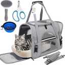 Pet Carrier Bag Airline Approved Up for Cats and Dogs Up to 20LBs, Soft Cat Carrier Dog Carrier Travel Kitten Carrier with Mat, Nail Clipper, Brush, Foldable Bowl Cat Accessories