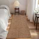 ROYHOME Modern Rug 2.5x8 Runners for Hallways, Abstract Kitchen Runner Rugs Non Slip Bath Runners, Rainbow Washable Runner Rug for Bedroom, Soft Long Rugs for Entryway Bathroom Laundry Dorm, Copper