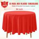 16 Pack Red Plastic Tablecloth for Round Tables, Premium Decorative Red Disposable Table Cloths for Parties, Bulk Round Party Table Cover for Birthday Wedding Anniversary Graduation, 84 Inch