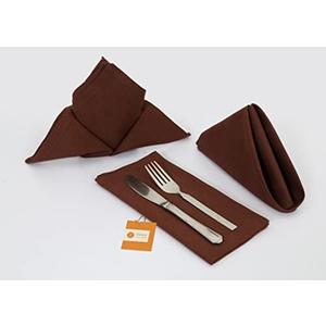 TARAN LIVING Thick Cotton Cloth Napkin Set Christmas Cloth Napkins Washable Dinner Pure Cotton Napkin Set Table Cloth Reusable Perfect and Home Decor - Brown, Set of 12, 18x18 Inch