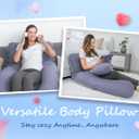 QUEEN ROSE Pregnancy Pillow, U Shaped Full Body Pillows for Sleeping Support, 55 Inch Maternity Pillow for Pregnant Women with Cooling Silky Cover, Blue
