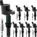 Set of 8 Ignition Coil Packs & Spark Plugs Compatible with 5.4L V8 2004-2008 Ford Expedition F150 F250 F350 Super Duty, Lincoln Mark LT Navigator Replace DG511 FD508 C1541 SP546 (Straight Black Boot)
