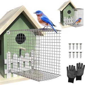Tryly 2Pcs Bluebird House Protector Guards, Stainless Bird House Entrance,Designed for the Secure of Eastern Bluebird Homes and Their Chicks (Square)