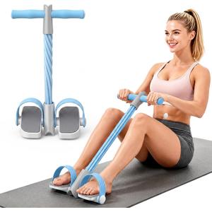 Upgraded Foot Pedal Resistance Band with Handle, 6-Tube Elastic Resistance Bands for Home Workout, Multifunction Exercise Equipment for Abdomen, Core/ABS, Waist, Arm, Leg