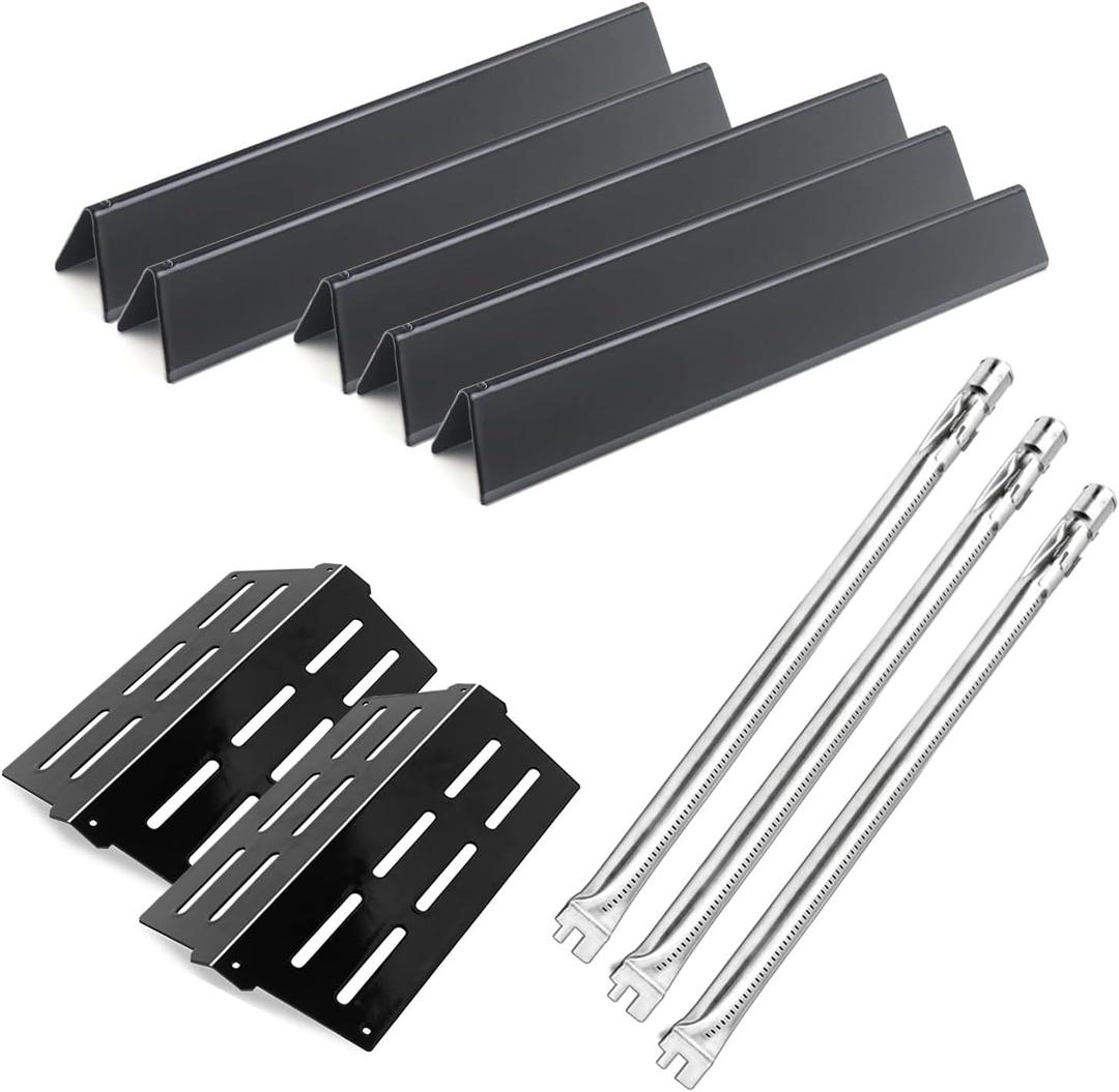 Weber Genesis 300 Flavorizer Bars, Heat Deflectors & Grill Burner | Front Control Knob, Genesis S310 S320 S330 E310 E320 E330, for Weber 7620 7621 7622