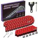 420 Chain Replacement for Mini Bike Coleman CT200U BT200X CT200U-EX Baja Warrior MB200 TrailMaster Massimo Predator 212 200cc 196cc 6.5hp Parts Front Jackshaft 42 Links and Rear Drive 90 Links, Red