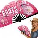 13'' Large Fan Clack Fan Clacking Fans for Line Dancing Hand Fan Foldable Fan For Cowgirl Women Men (Design-2)