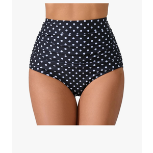 Women’s High Waisted Full Ruched Bikini Swimsuit Bottoms Tummy Control Full Coverage Bathing Suit Bottoms, Size -S