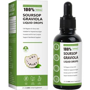 2 P100% Pure Organic Soursop Extract, Organic Soursop Extract, Herbal Goodness, Sugar/Gluten Free (1PCS*60ML)