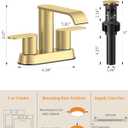 Homevacious Brushed Gold Bathroom Faucets Waterfall 4 Inch Centerset Bathroom Sink Faucet Stainless Steel with Pop up Sink Drain Stopper Supply Hose Basin Mixer Tap for Vanity RV 2 or 3 Hole Sink