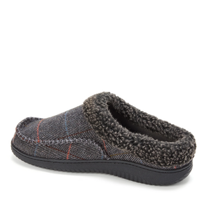 Dearfoams Men's MFS Clog W/Whipstitch & Mf Slipper Grey Plaid S 7-8