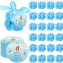 MTLEE 24 Sets Teddy Bear Baby Shower Favors Small Bubble Candle for Guests Tea Candles Bulk with Stylish Ribbons Cards Gifts Party Decoration(Blue, Teddy Bear)
