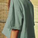 Women's Oversize Workout Crop Tops Short Sleeve Crewneck Drop Shoulder Boxy T Shirts Summer Casual Solid Basic Tees (L)