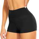 CAMPSNAIL Workout Biker Shorts Women - 3"/5"/8" High Waisted Tummy Control Spandex Booty Volleyball Shorts for Yoga Dance, Large, Black 