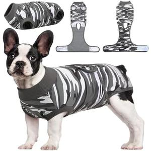 Kuoser Recovery Suit for Dogs Cats After Surgery, Professional Pet Recovery Shirt Dog Abdominal Wounds Bandages, Substitute E-Collar & Cone, Prevent Licking Dog Onesies Pet Surgery Recovery Suit, S
