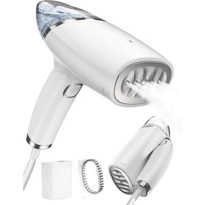 Portable Steamer for Clothes, Travel Garment Steamer Handheld, Fast Heating Clothing Wrinkle Remover Steam Iron, Ideal for Cotton Flax Silk Chiffon Lace Blending Shirt Dress Suit, White