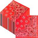 100PCS Red Bandana Cocktail Napkins, 3-Ply Disposable Paisley Print Beverage Napkins, Western Cowboy Theme Party Supplies for Birthday, Wedding, Picnic, Baby Shower (6.5'' x 6.5'')