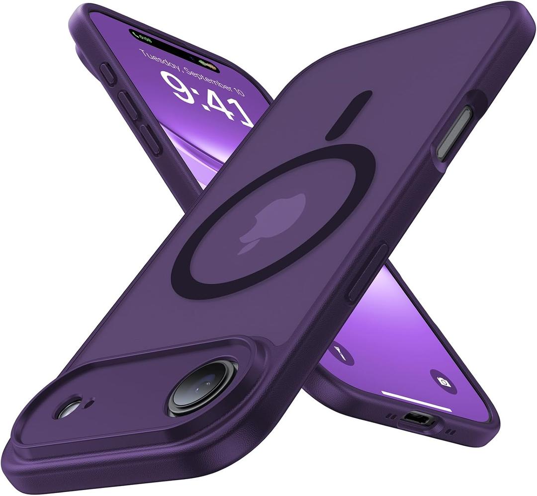 Magnetic Shockproof for iPhone 17 Air Case,Upgraded[Camera Protection][Compatible with Magsafe][Non-Slip][Mil-Grade Protection] Slim Translucent Matte Phone Case for iPhone 17 Air,Deep Purple