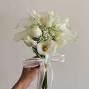 Tulips Calla Lily Artificial Flowers | Real Touch |Bridal Bouquet | Wedding Bouquet Home Dcor Party (White) (White 1 Bouquet)