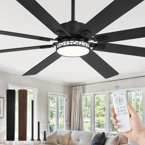 Fanbulous 72 Inch Large Ceiling Fans with Lights, Farmhouse Ceiling Fan with Light and Remote, Dual Finish 8 Blades, Reversible DC Motor,3 CCT, 6 Speed, Modern Ceiling Fan for Living Room Patio, Black