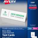 Avery Printable Tent Cards, 3.5" x 11", White with Embossed Border, 50 Blank Place Cards for Laser and Inkjet Printers (5309)