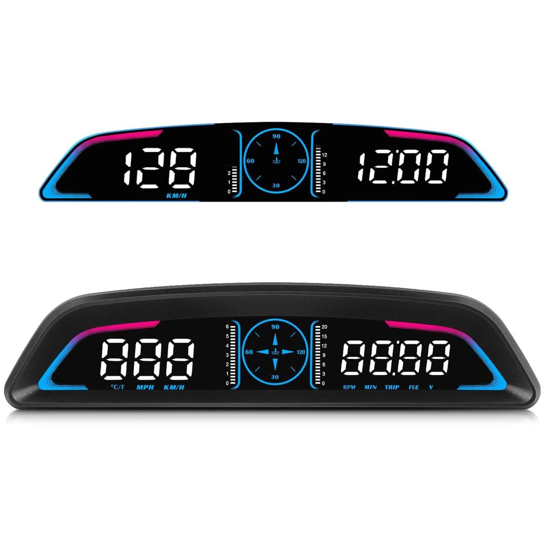 OBD2 Speedometer for Car Digital with Time, Speed, Mileage, RPM, Volt, Water Temp, Overspeed, Fatigued Driving Alert LCD Screen OBD2 Guage Display for Car Head Up Display HUD for Most 2008+ Sedan Cars