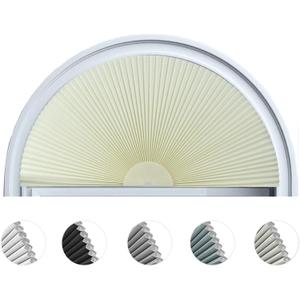 Arch Window Shade Blackout Cellular Shades Half Circle Moon Window Covering No Drill Honeycomb Cordless Blinds for Indoor Window Room Darkening Easy Install Light Blocking Blinds (1, Beige, 36x18inch)