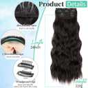 KooKaStyle Clip in Synthetic Hair Extensions Long Wavy 4PCS Thick Hairpieces Dark Brown 6# Fiber Double Weft Natural Hair Extensions 24 Inch for Women