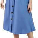 GORLYA Girls A-Line Elastic High Waist Pleated Swing Maxi Skirt with Pockets for 4-14T (Blue)