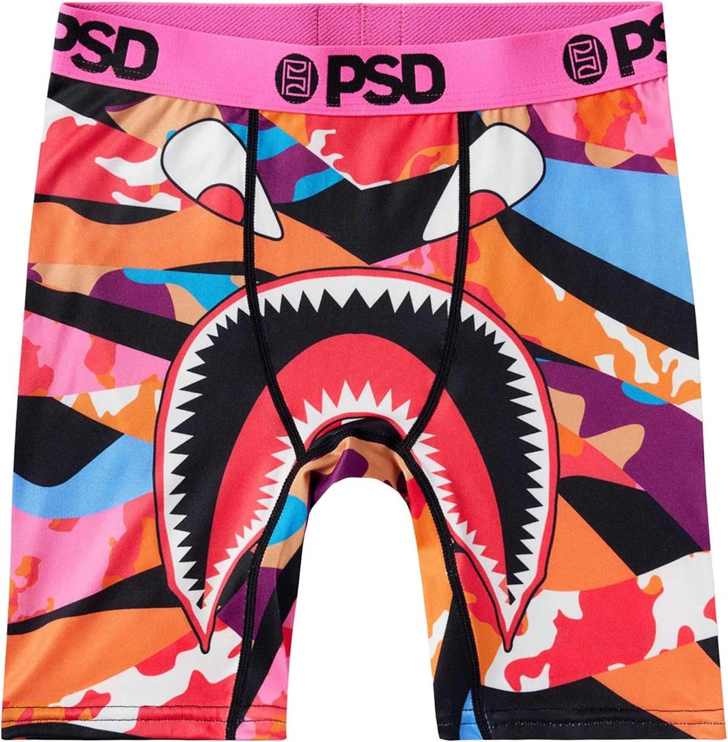 PSD Underwear Boys Boxer Briefs - Animal Print, Comfortable Active Underwear for Boys, Packs & Singles (Medium, Warface Split Pop)