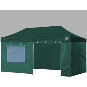 Eurmax USA Full Zippered Walls for 10 x 20 Easy Pop Up Canopy Tent,Enclosure Sidewall Kit with Roller Up Mesh Window and Door 4 Walls ONLY,NOT Including Frame and Top(Forest Green)