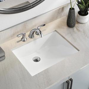 Rectangular Undermount Bathroom Sink - 20 X 15 inch Vessel Sink,Undermount Bathroom Sink Rectangle, White Ceramic Lavatory Vanity Basin with Overflow