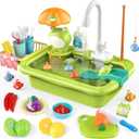 Dreamon Play Sink Toy with Running Water, Kids Play Kitchen Accessories with Automatic Water Circulation, Pool Floating Fishing Game, Toddler Kitchen Playset for Boys and Girls
