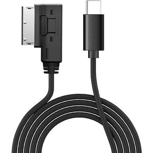 USB-C to AMI MMI Aux Cable for Apple iPhone 15/ iPad Pro Compatible with Audi A3/A4/A5/A6/A7/A8/S4/S6/S8/Q5/Q7/R8/TT 2011-2016, VW CC Magotan with MMI 3G System (3.3FT), Black, AS20240319