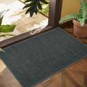 Ultra Thin Indoor Door Mat, Low-Profile Door Mats Indoor Entrance, Non-Slip Natural Rubber Backing Doormat, Washable Entryway Doormats, Fade Resistant Dirt Trapper for Kitchen, 17''x29'', Grey (Square Binding Corners(dark Grey))