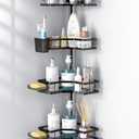 Aitatty Corner Shower Caddy Tension Pole: 4tier Adjustable Rustproof Bathroom Organizer Shelves - Bathtub Shampoo Rack 43.5-120 inch, Black
